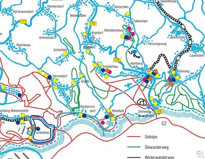 Loipenplan für Schellerhau im Erzgebirge